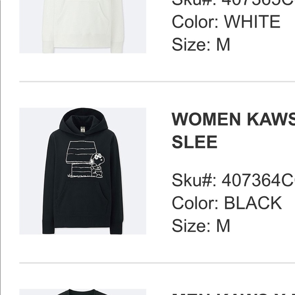 Uniqlo x KAWS x Peanuts Snoopy cotton hoodie new